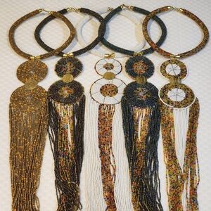 Elegant Beaded Fringe Necklace Set